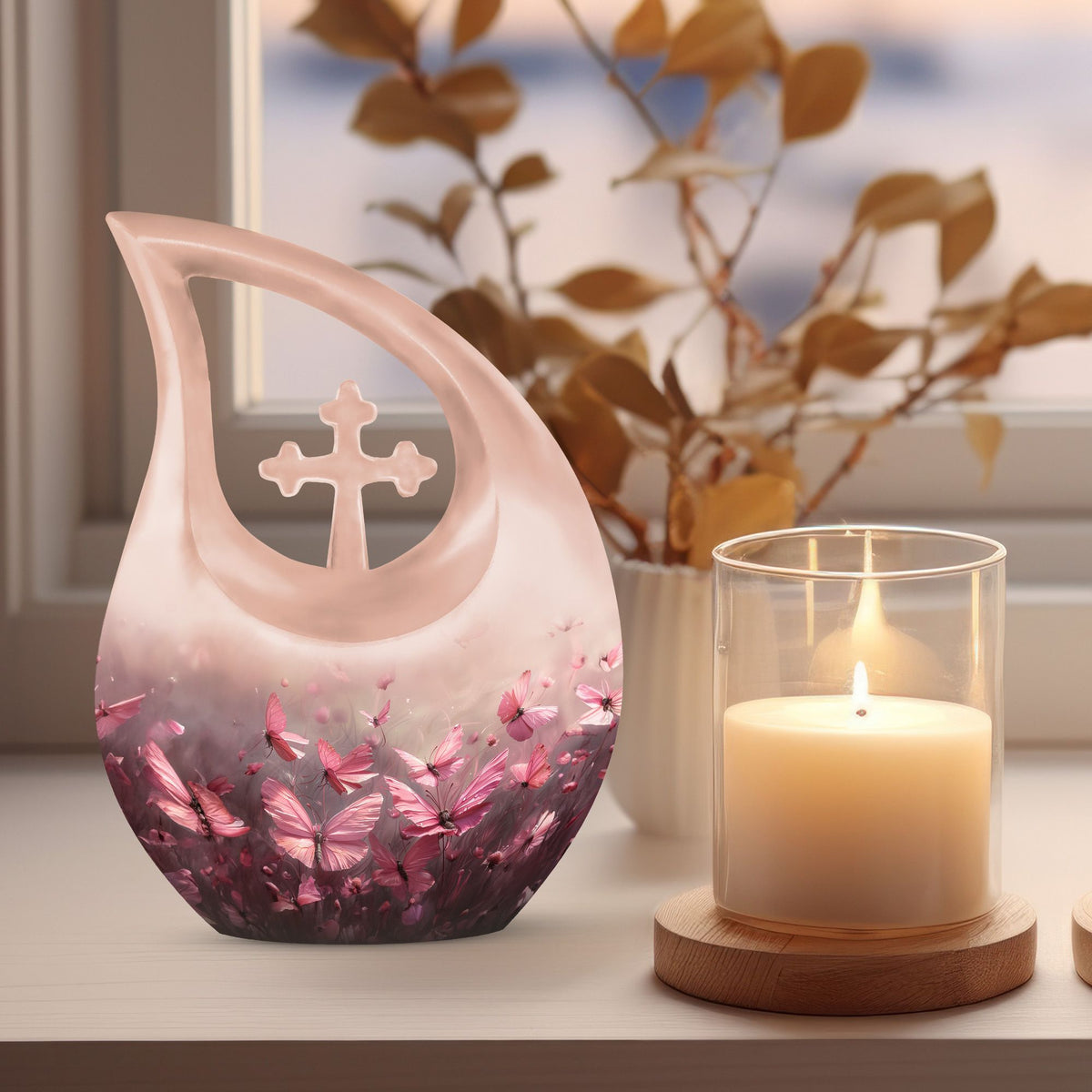Pink Butterfly Urns For Ashes - Small Urns Women