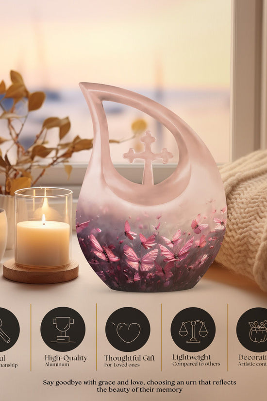 Pink Butterfly Urns For Ashes - Small Urns Women