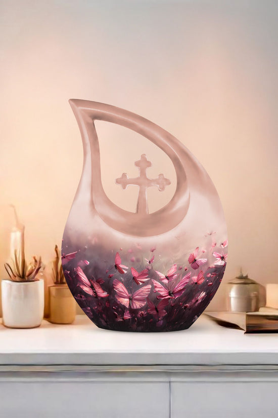 Pink Butterfly Urns For Ashes - Small Urns Women