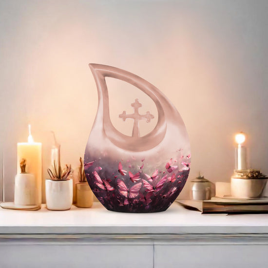 Pink Butterfly Urns For Ashes - Small Urns Women
