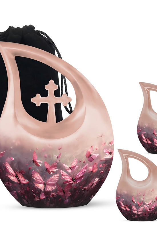 Pink Butterfly Urns For Ashes - Small Urns Women
