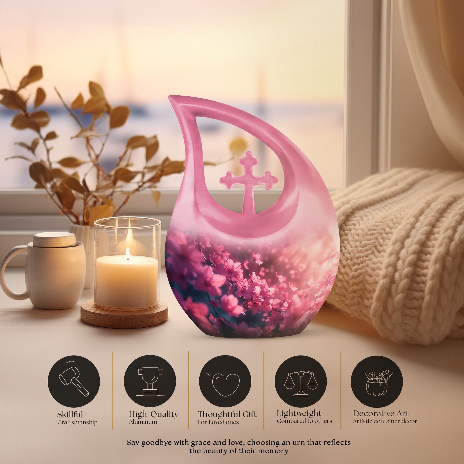 Pink Butterfly Urns For Ashes - Beautiful Urns Women