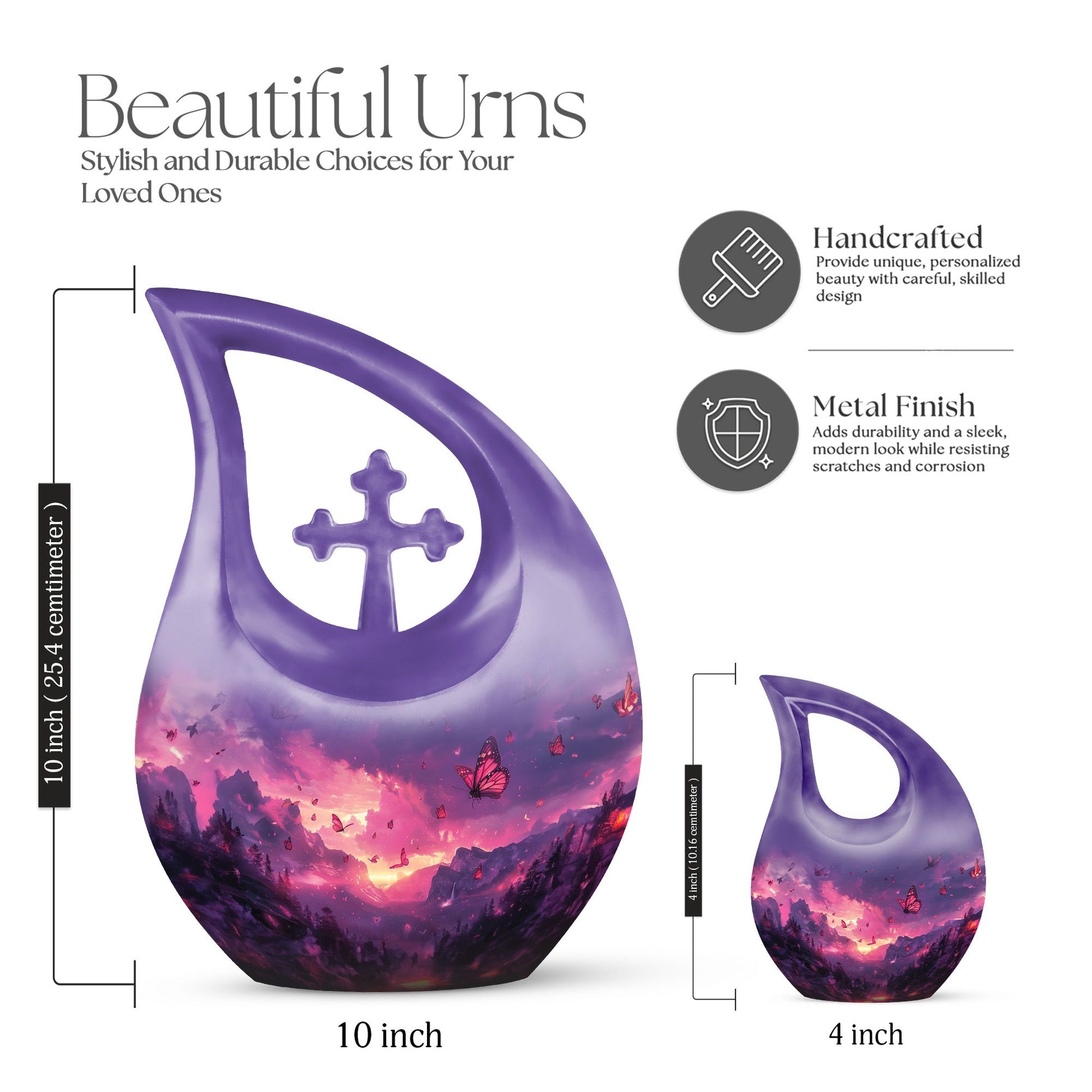 Pink Butterfly Urns For Ashes - Adult Urns Women
