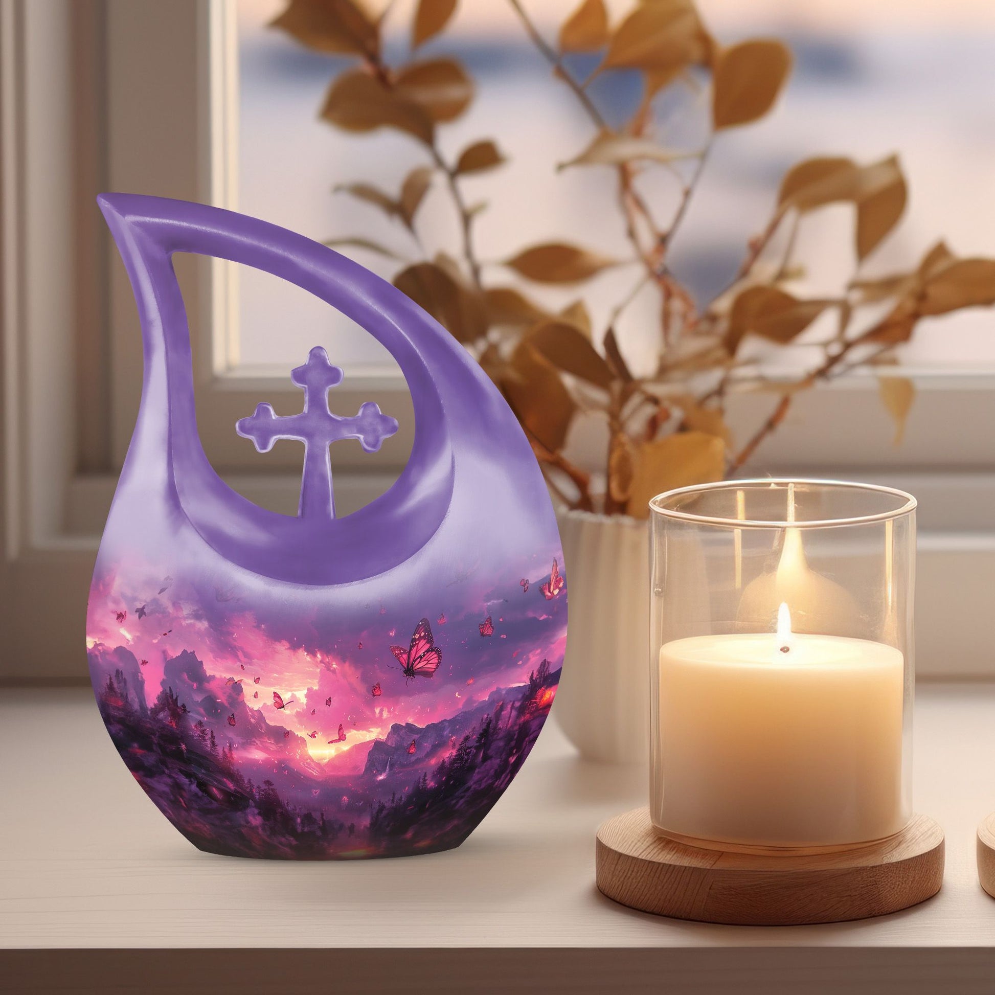 Pink Butterfly Urns For Ashes - Adult Urns Women