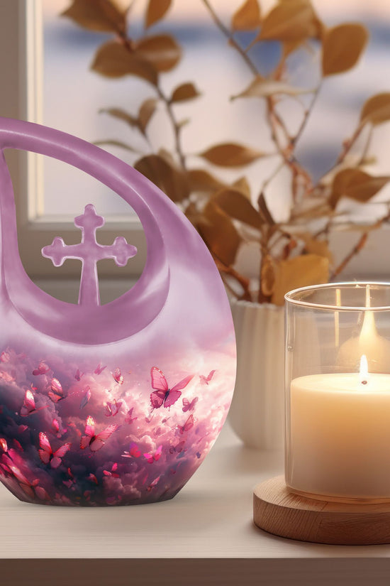 Pink Butterfly Urns For Ashes - Urns Women Human Ashes