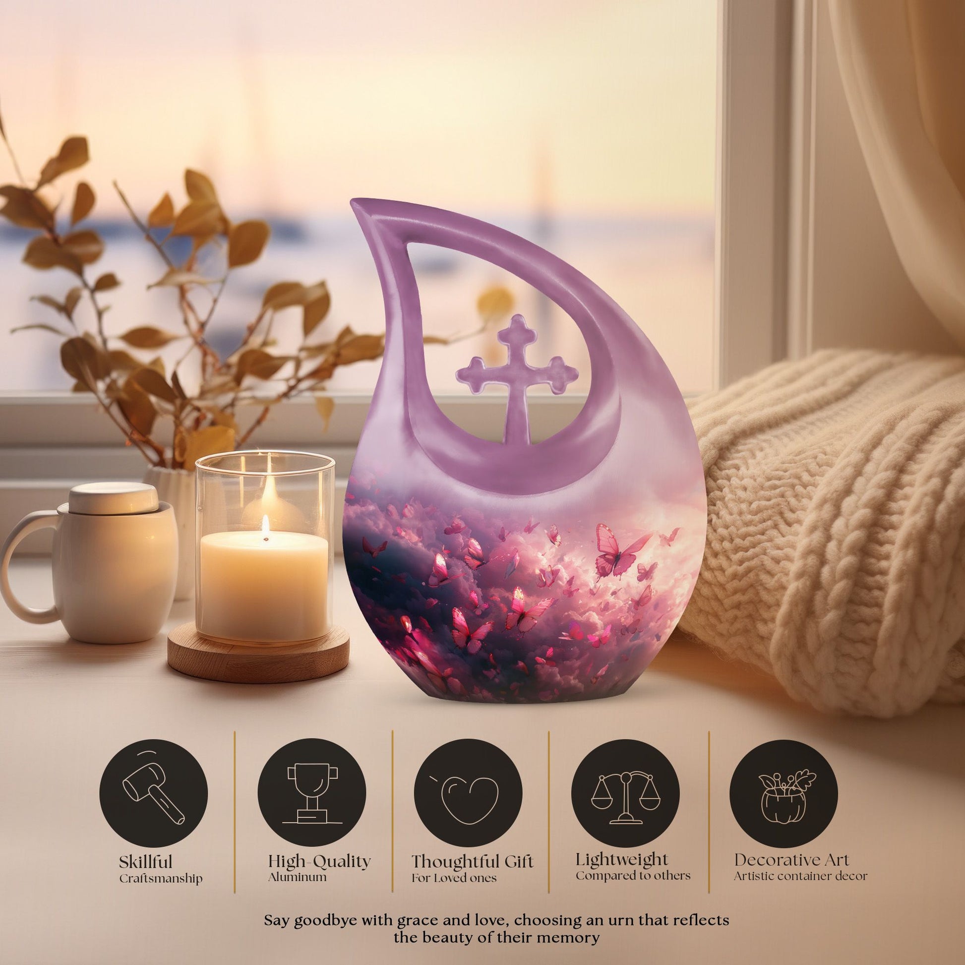 Pink Butterfly Urns For Ashes - Urns Women Human Ashes