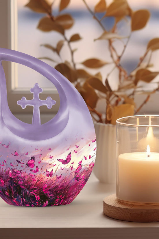 Pink Butterfly Urns For Ashes - Men Urns For Human Ashes