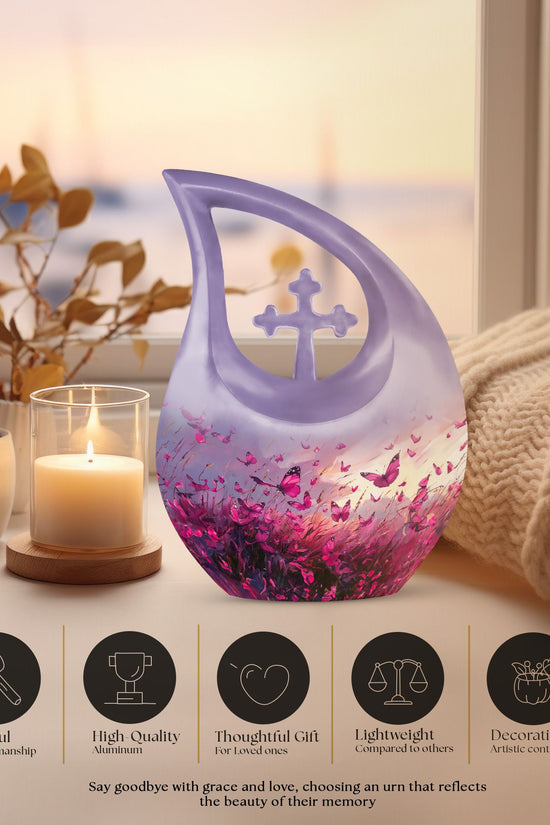 Pink Butterfly Urns For Ashes - Men Urns For Human Ashes