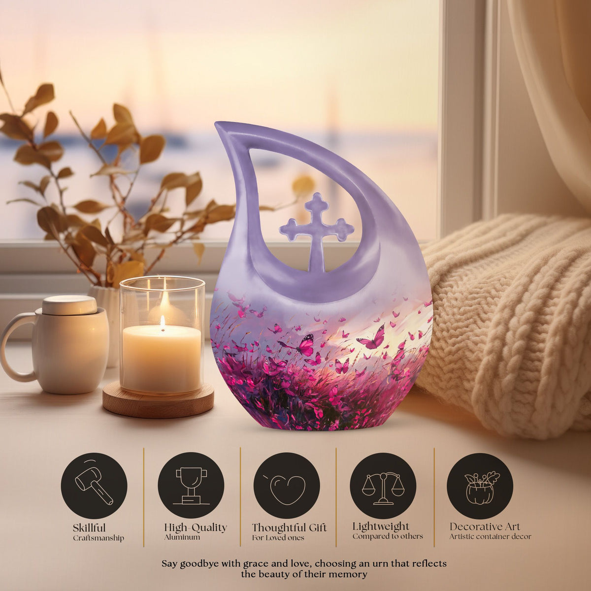 Pink Butterfly Urns For Ashes - Men Urns For Human Ashes