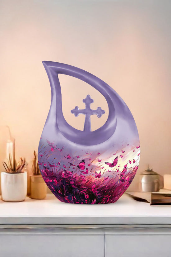 Pink Butterfly Urns For Ashes - Men Urns For Human Ashes