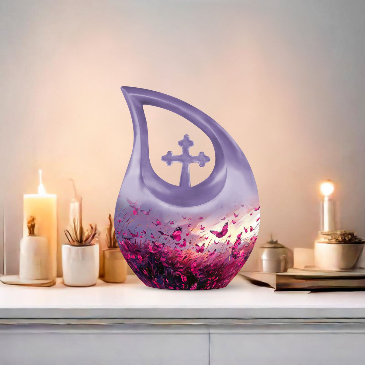Pink Butterfly Urns For Ashes - Men Urns For Human Ashes
