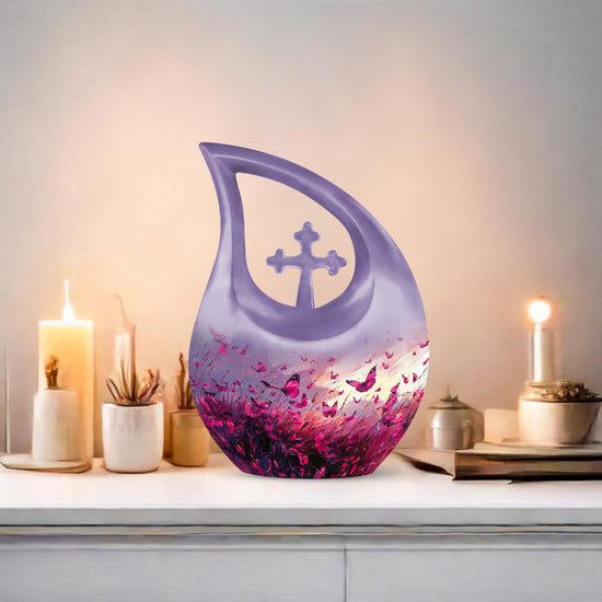 Pink Butterfly Urns For Ashes - Men Urns For Human Ashes