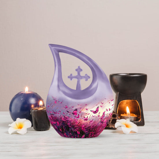Pink Butterfly Urns For Ashes - Men Urns For Human Ashes