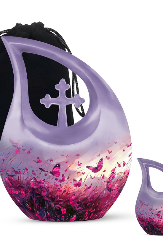 Pink Butterfly Urns For Ashes - Men Urns For Human Ashes