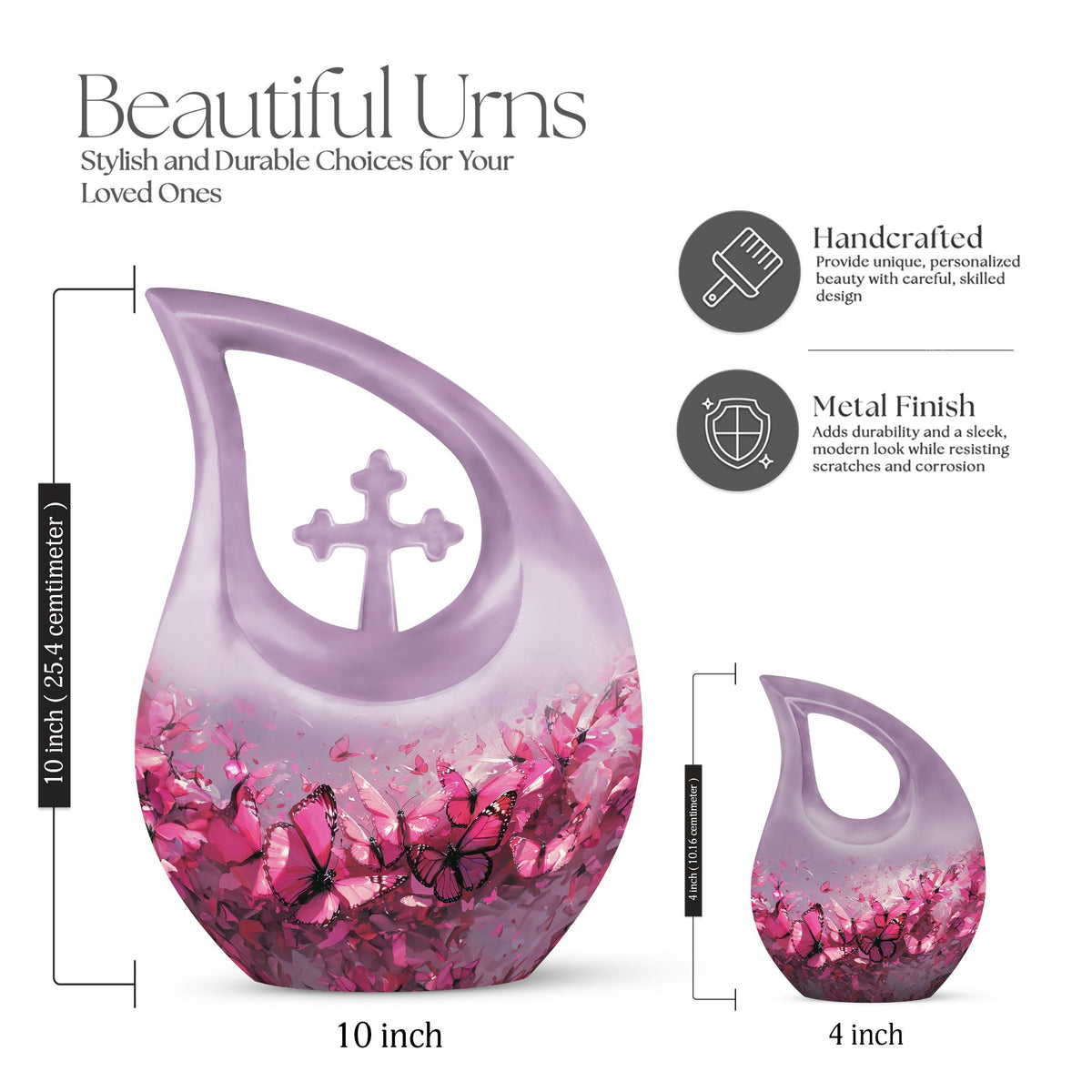 Pink Butterfly Urns For Ashes - Urns For Human Ashes Adult Female
