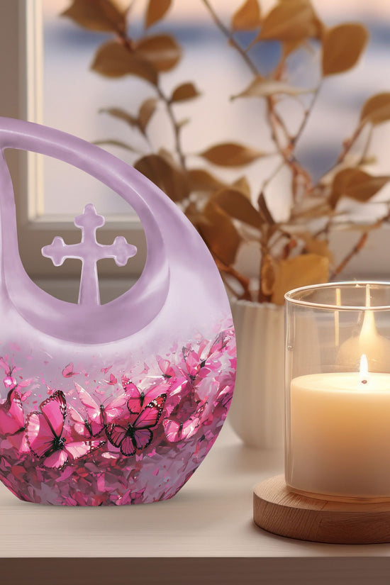Pink Butterfly Urns For Ashes - Urns For Human Ashes Adult Female
