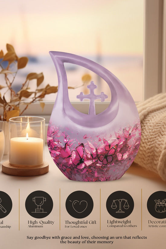 Pink Butterfly Urns For Ashes - Urns For Human Ashes Adult Female
