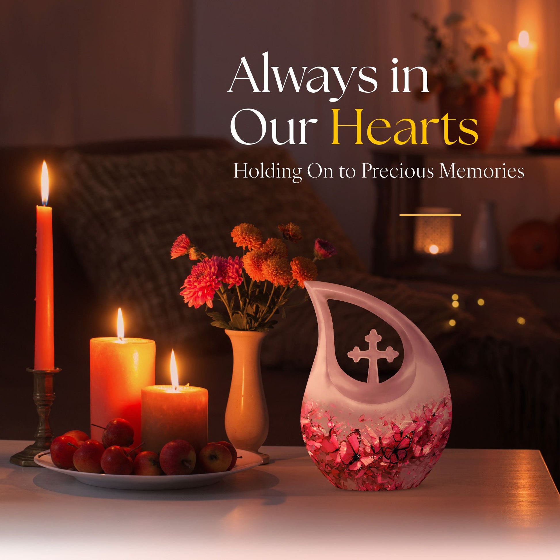 Pink Butterfly Urns For Ashes - Urns For Human Ashes Adult Female