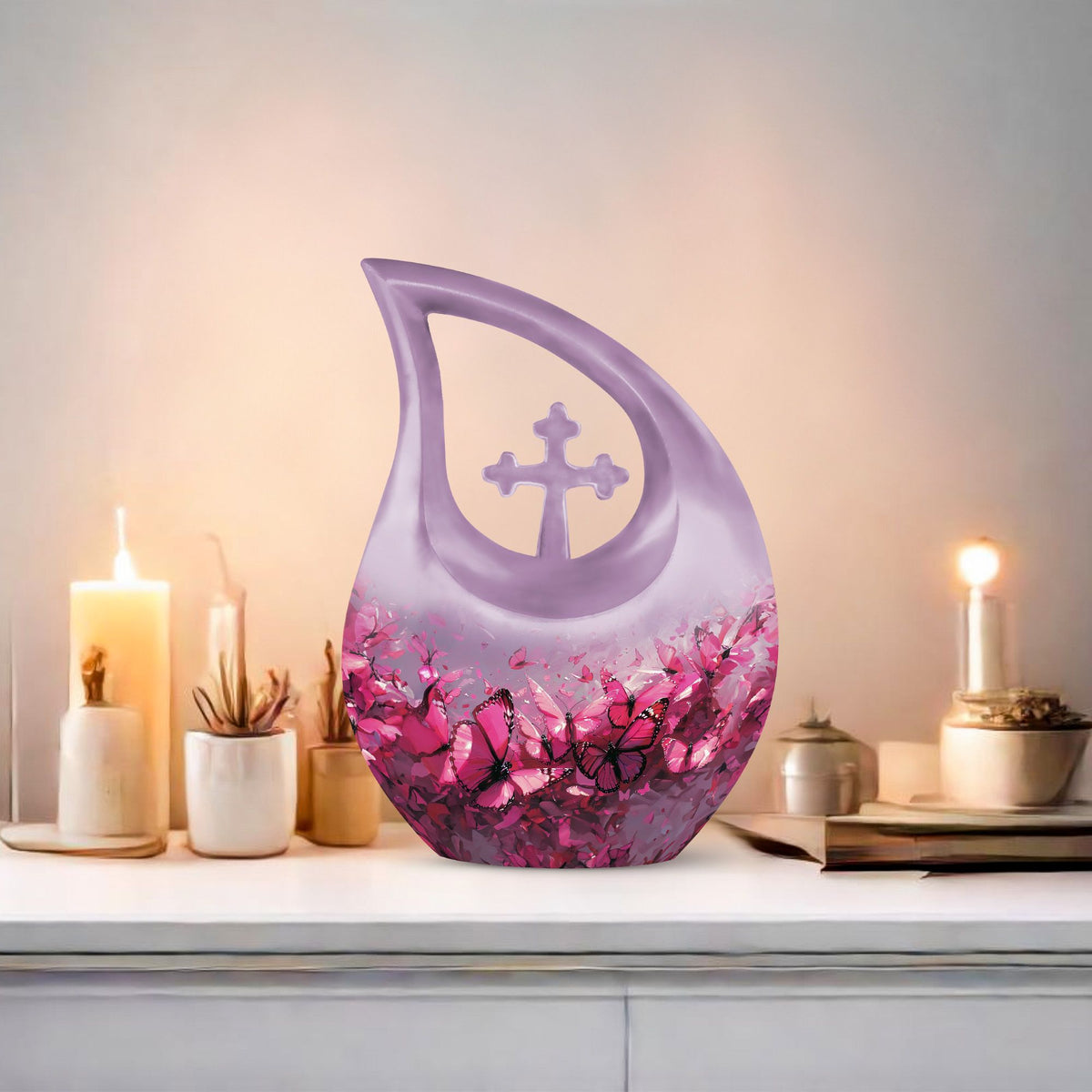 Pink Butterfly Urns For Ashes - Urns For Human Ashes Adult Female