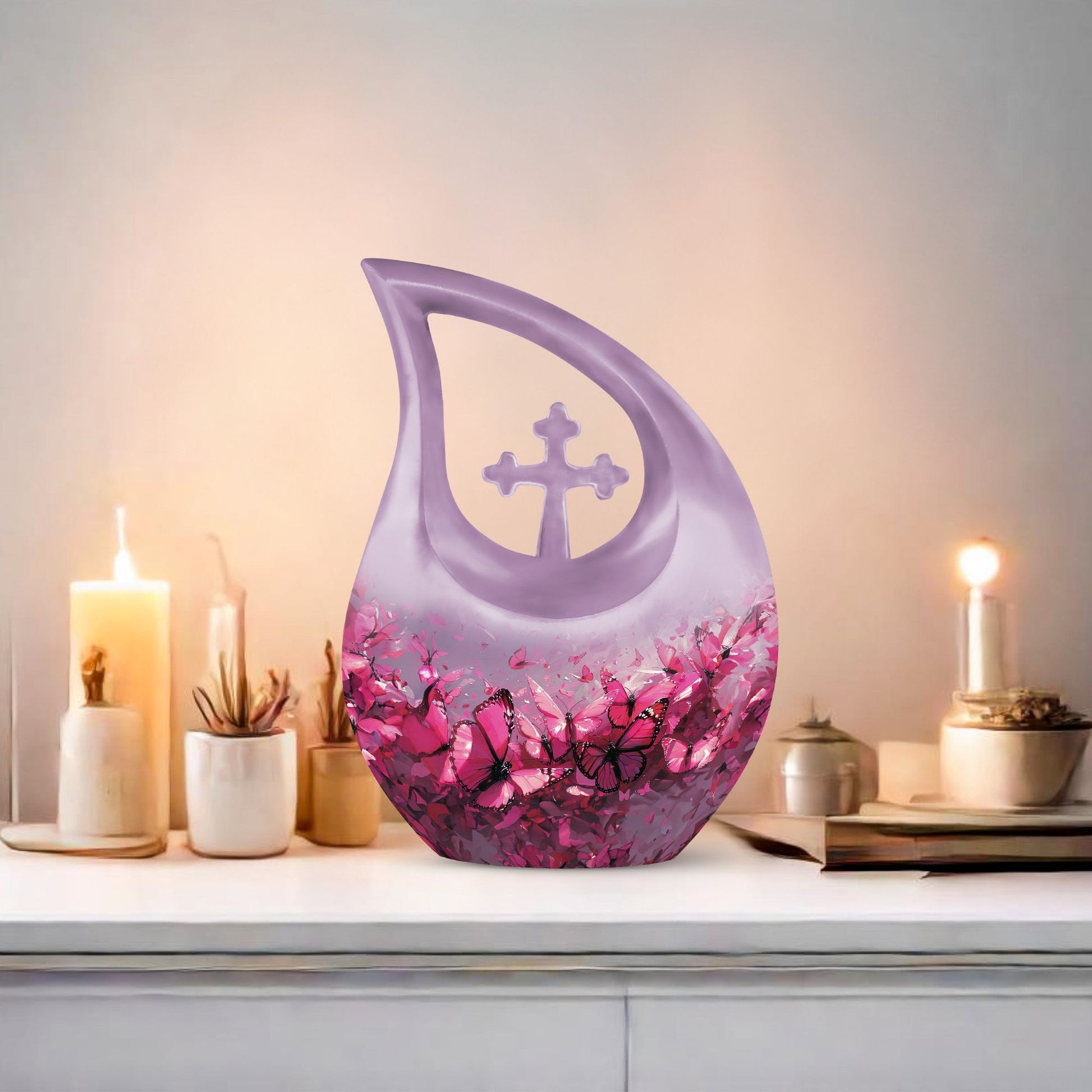 Pink Butterfly Urns For Ashes - Urns For Human Ashes Adult Female
