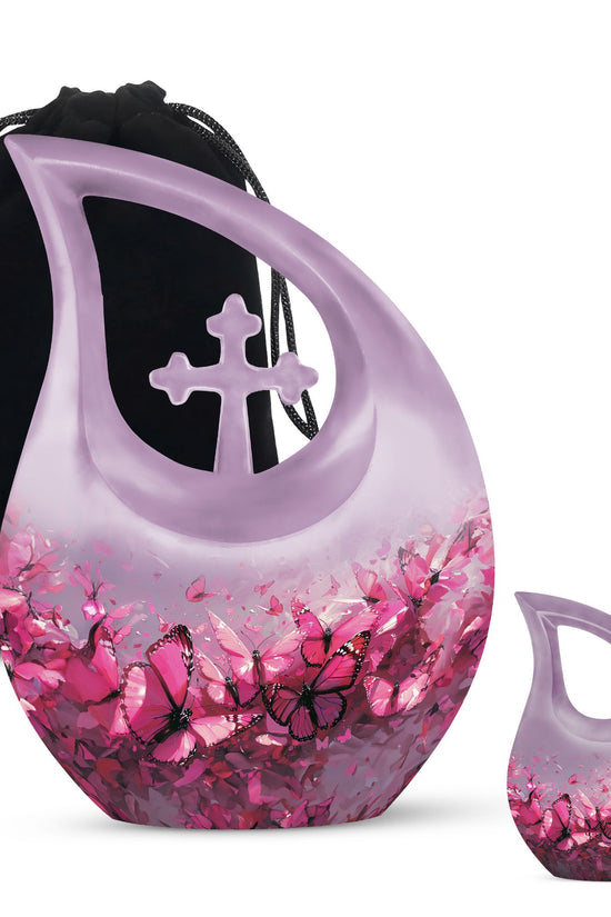 Pink Butterfly Urns For Ashes - Urns For Human Ashes Adult Female