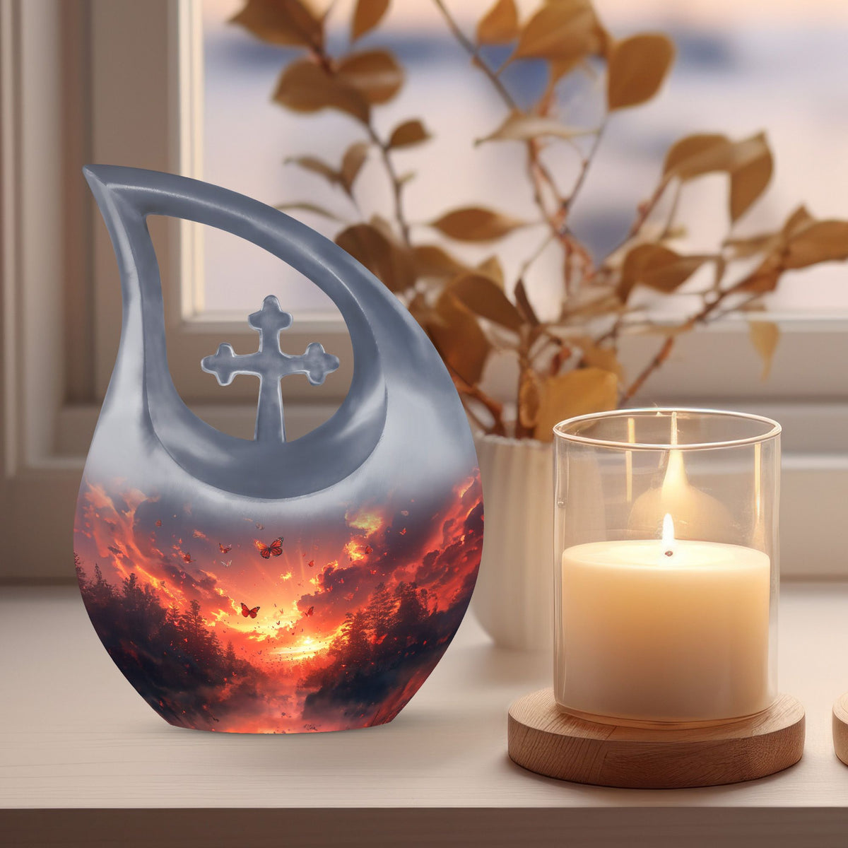 Pink Butterfly Urns For Ashes - Small Urn For Ashes Adult Male