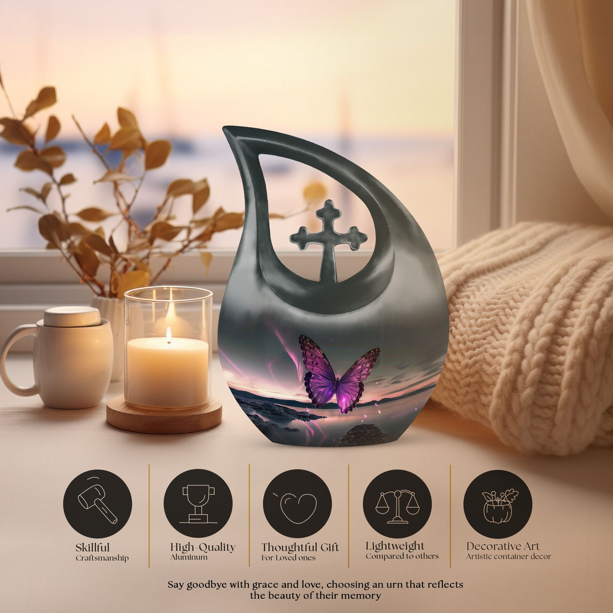 Purple Butterfly Urns For Ashes - Urns For Ashes Adult Female