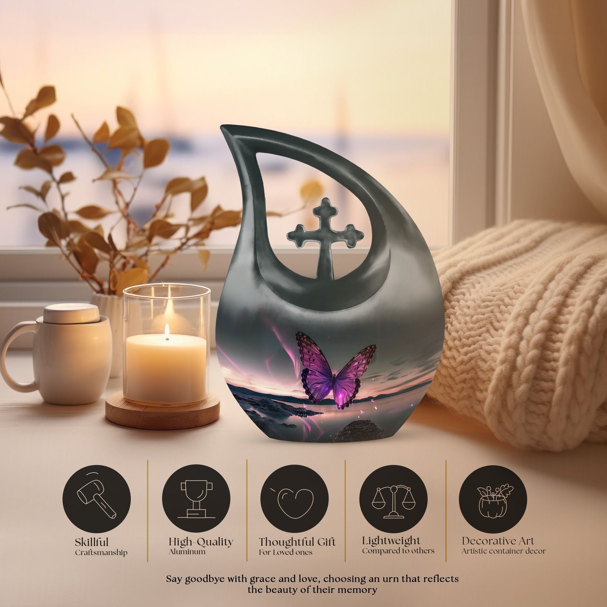 Purple Butterfly Urns For Ashes - Urns For Ashes Adult Female