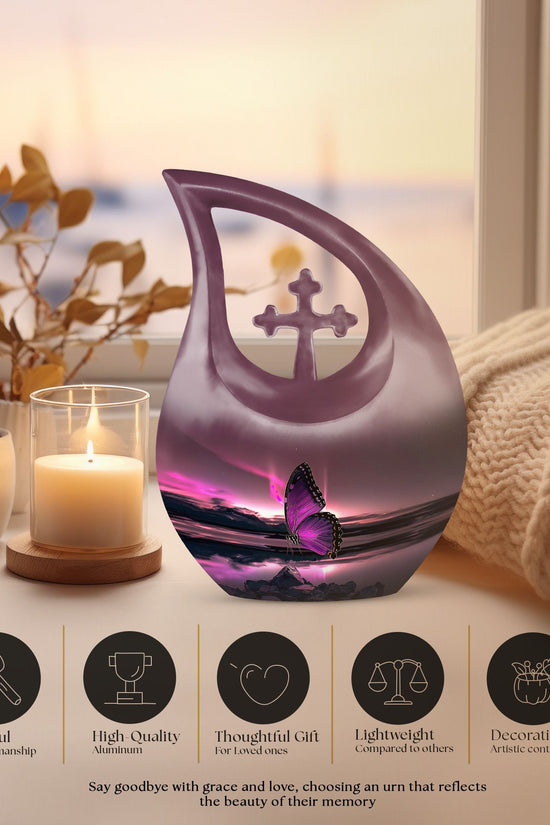 Purple Butterfly Urns For Ashes - Urn For Human Ashes Adult Male