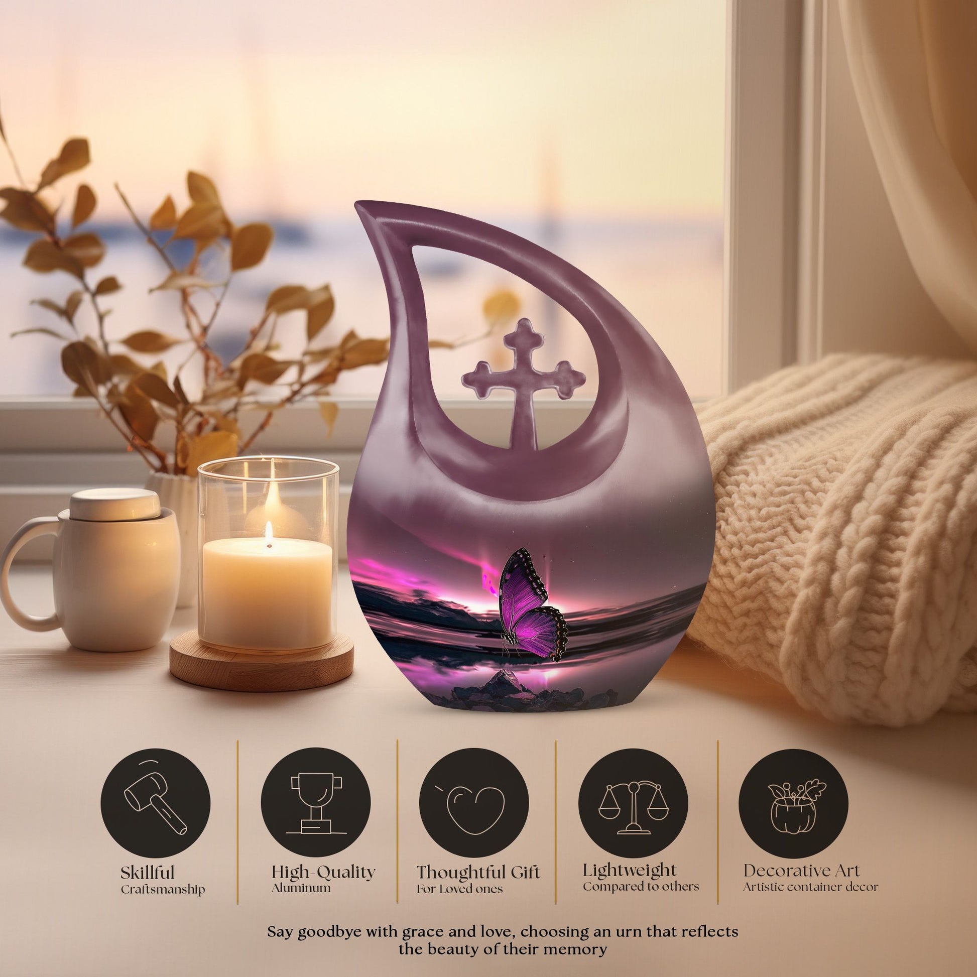 Purple Butterfly Urns For Ashes - Urn For Human Ashes Adult Male