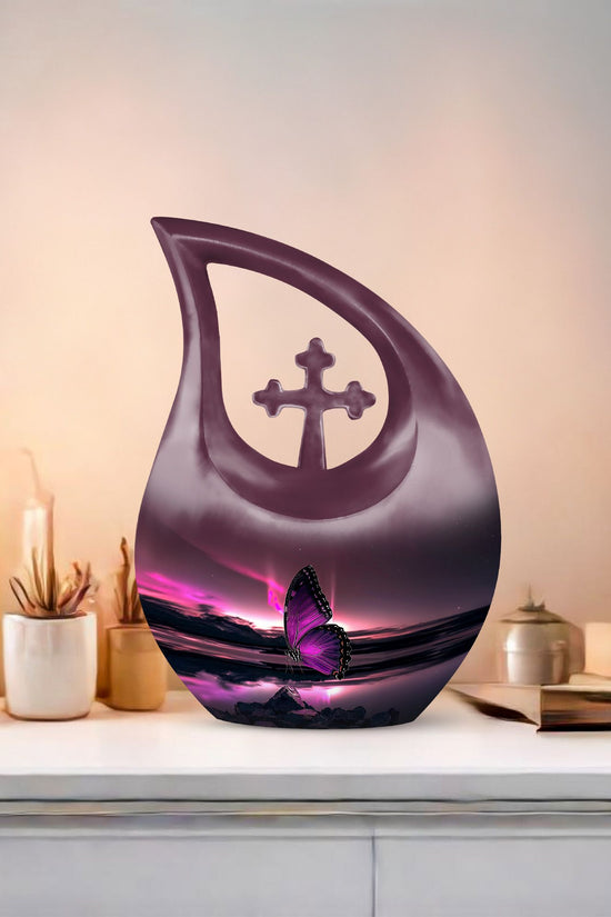 Purple Butterfly Urns For Ashes - Urn For Human Ashes Adult Male