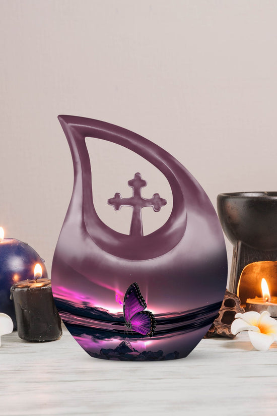 Purple Butterfly Urns For Ashes - Urn For Human Ashes Adult Male