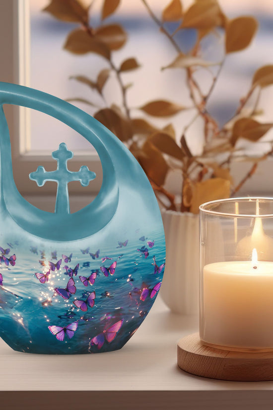 Purple Butterfly Urns For Ashes - Urns For Adult Female