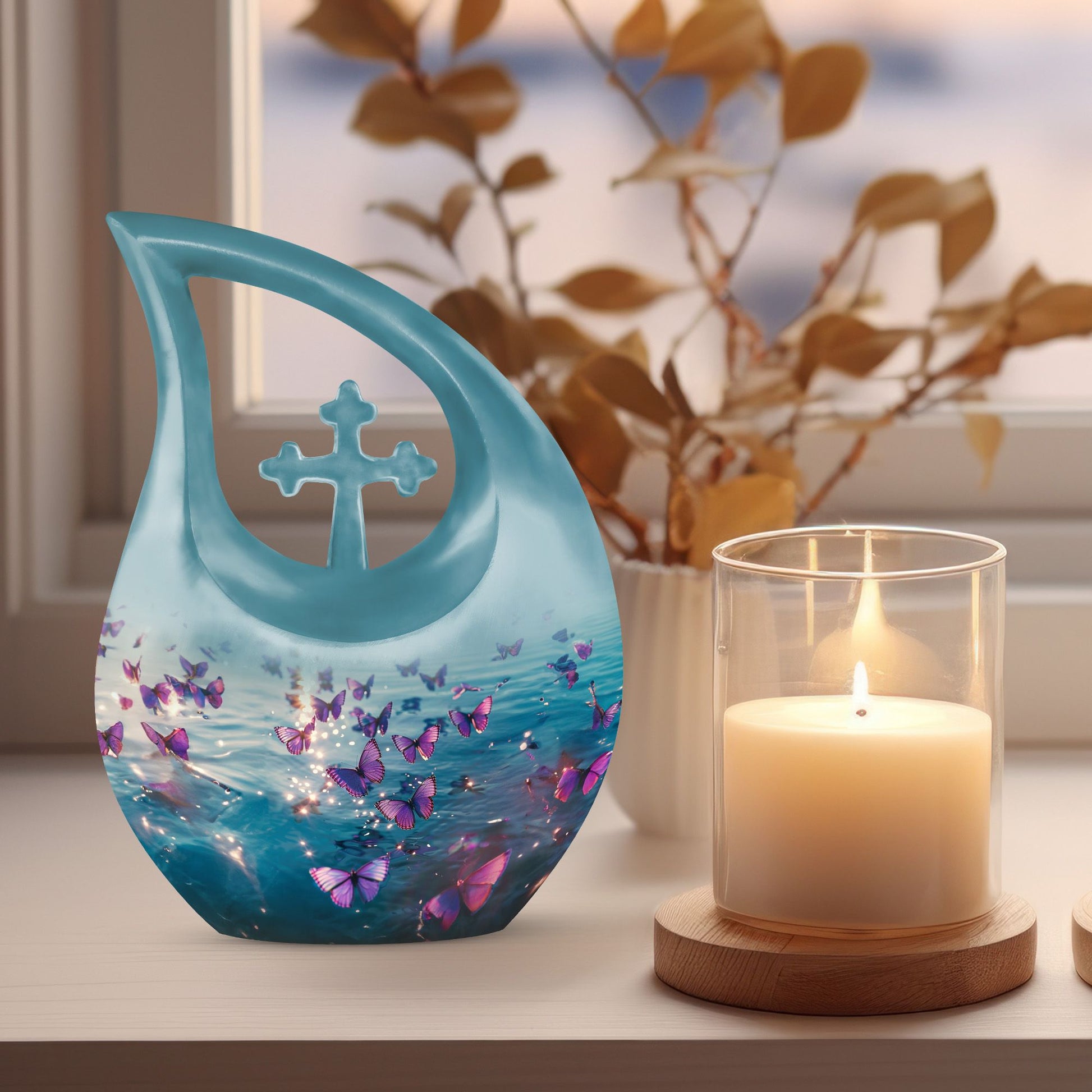 Purple Butterfly Urns For Ashes - Urns For Adult Female
