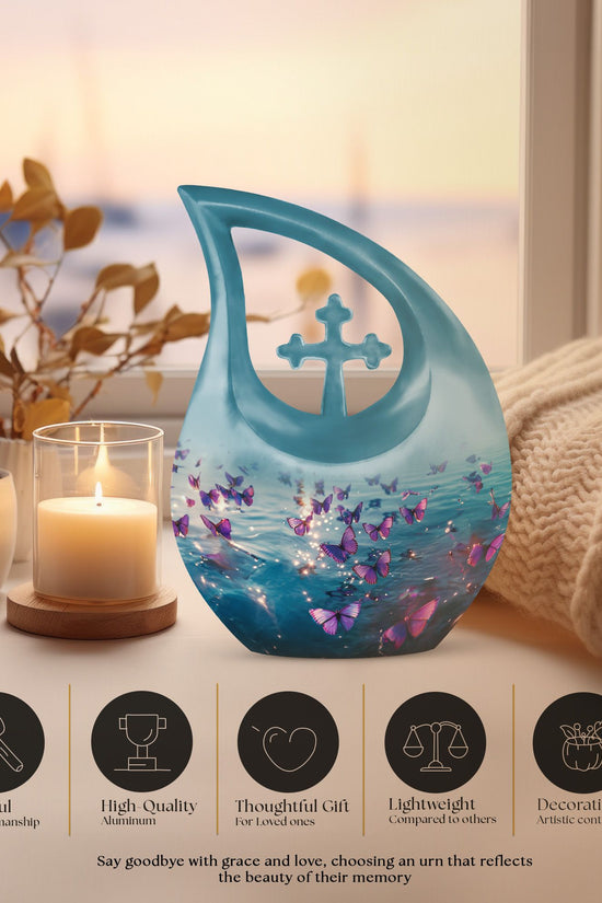 Purple Butterfly Urns For Ashes - Urns For Adult Female