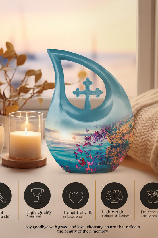 Purple Butterfly Urns For Ashes - Urns For Human Ashes Adult Male