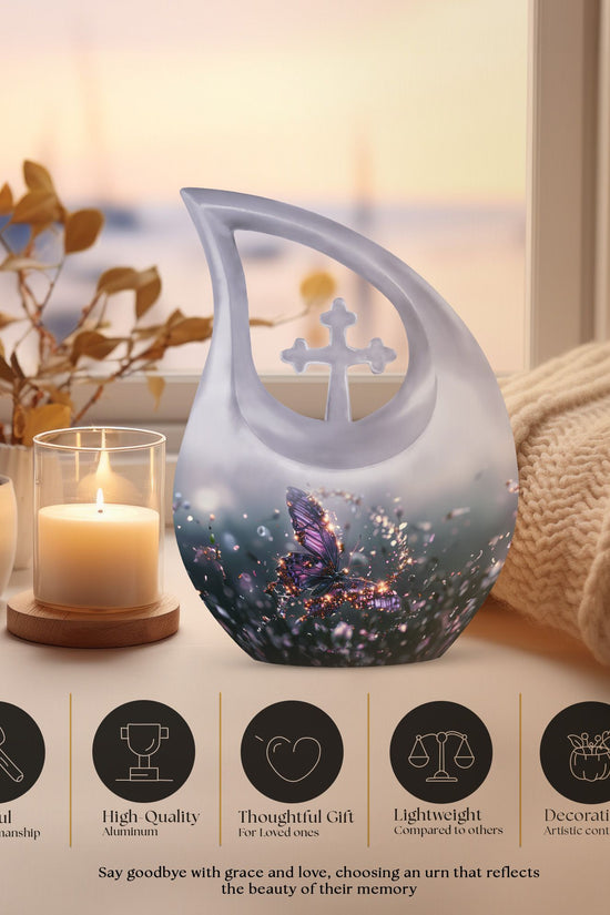 Purple Butterfly Urns For Ashes - Urn For Ashes Adult Male Small Keepsake
