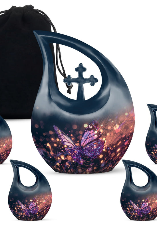 Purple Butterfly Urns For Ashes - Small Urns For Human Ashes Adult Female