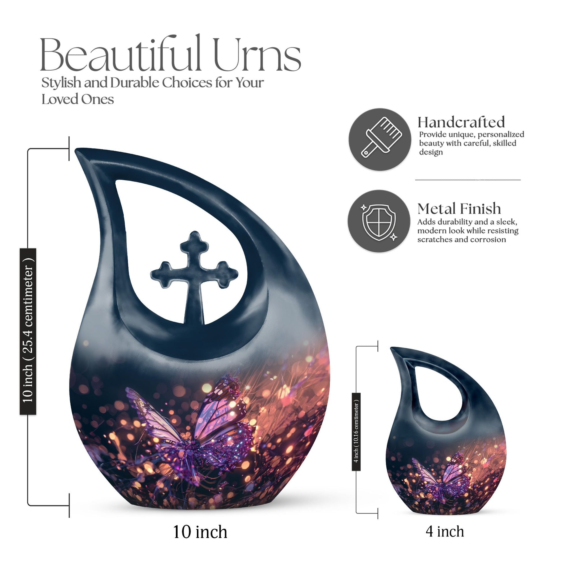 Purple Butterfly Urns For Ashes - Small Urns For Human Ashes Adult Female