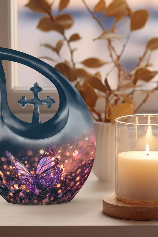 Purple Butterfly Urns For Ashes - Small Urns For Human Ashes Adult Female