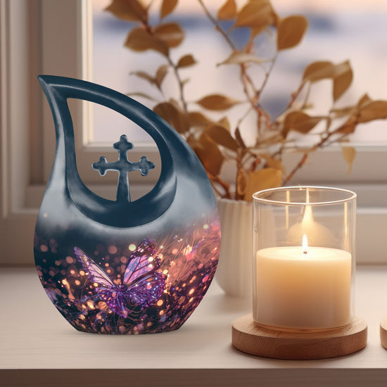 Purple Butterfly Urns For Ashes - Small Urns For Human Ashes Adult Female