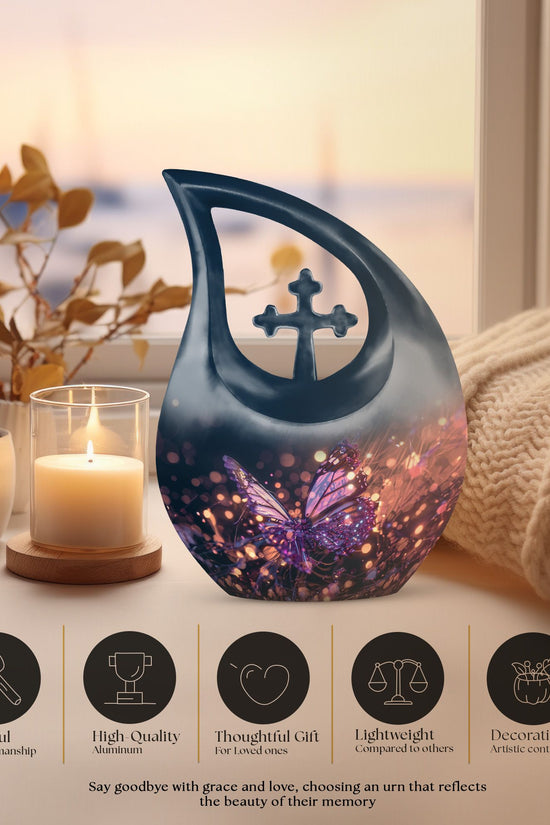 Purple Butterfly Urns For Ashes - Small Urns For Human Ashes Adult Female