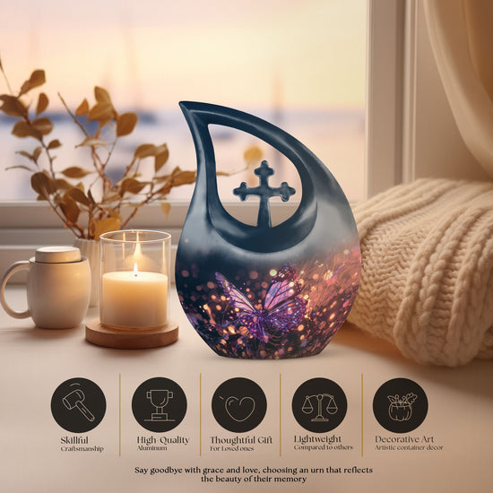 Purple Butterfly Urns For Ashes - Small Urns For Human Ashes Adult Female