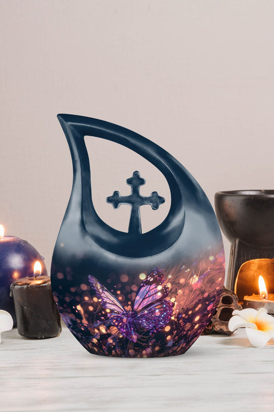 Purple Butterfly Urns For Ashes - Small Urns For Human Ashes Adult Female