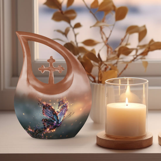 Purple Butterfly Urns For Ashes - Urns For Human Ashes Adult Male Burial