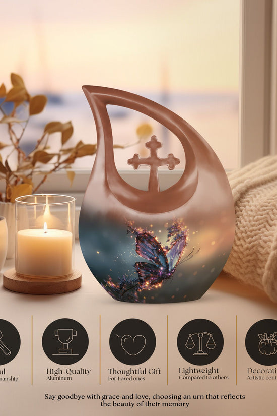 Purple Butterfly Urns For Ashes - Urns For Human Ashes Adult Male Burial