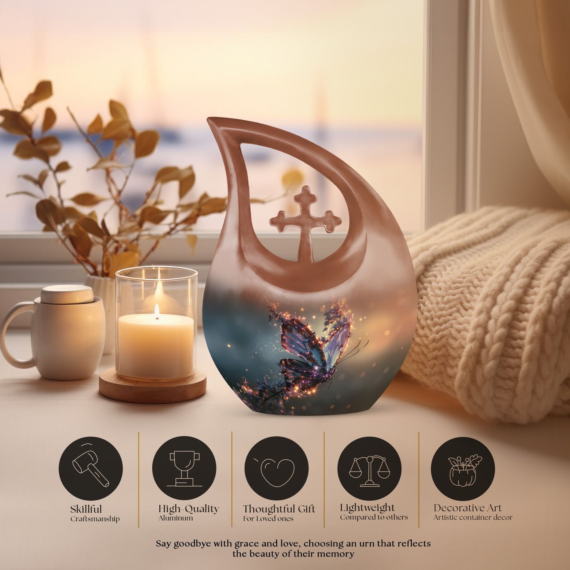 Purple Butterfly Urns For Ashes - Urns For Human Ashes Adult Male Burial