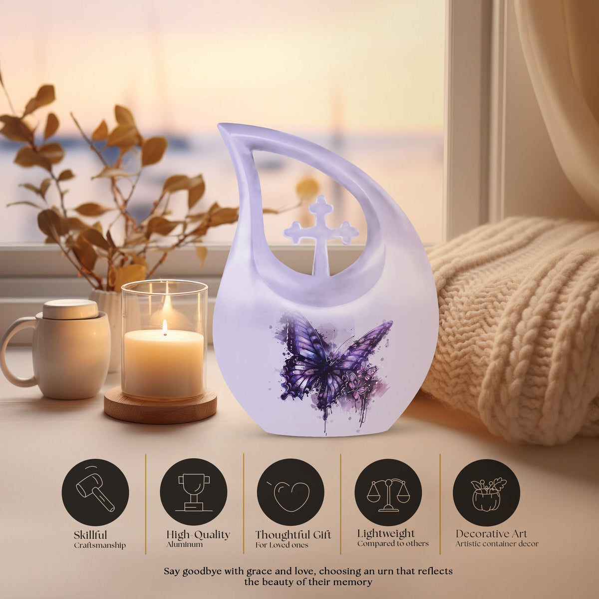 Purple Butterfly Urns For Ashes - Urns For Human Ashes Adult Male Dad