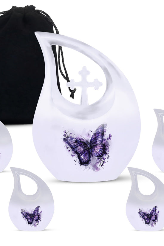 Purple Butterfly Urns For Ashes - Urns For Adult Female Small