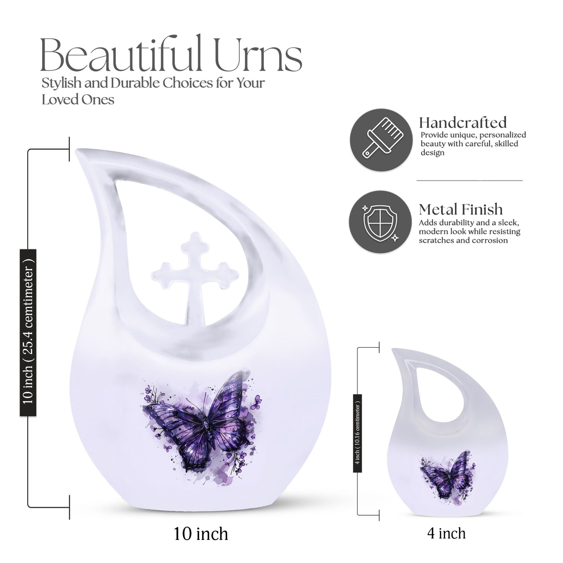 Purple Butterfly Urns For Ashes - Urns For Adult Female Small